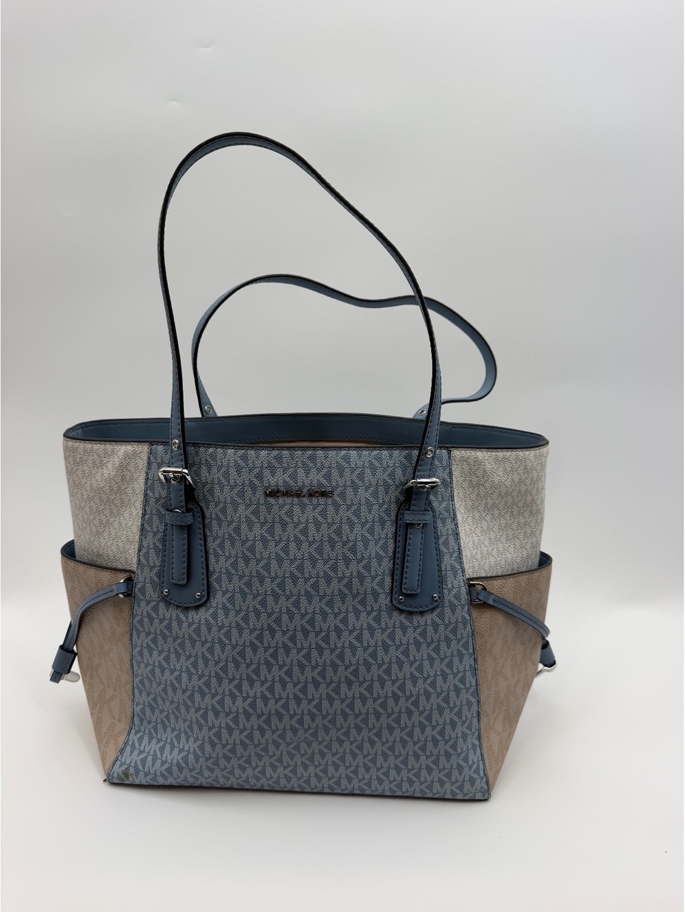 Michael Kors Blue Gray Logo Tote Bag